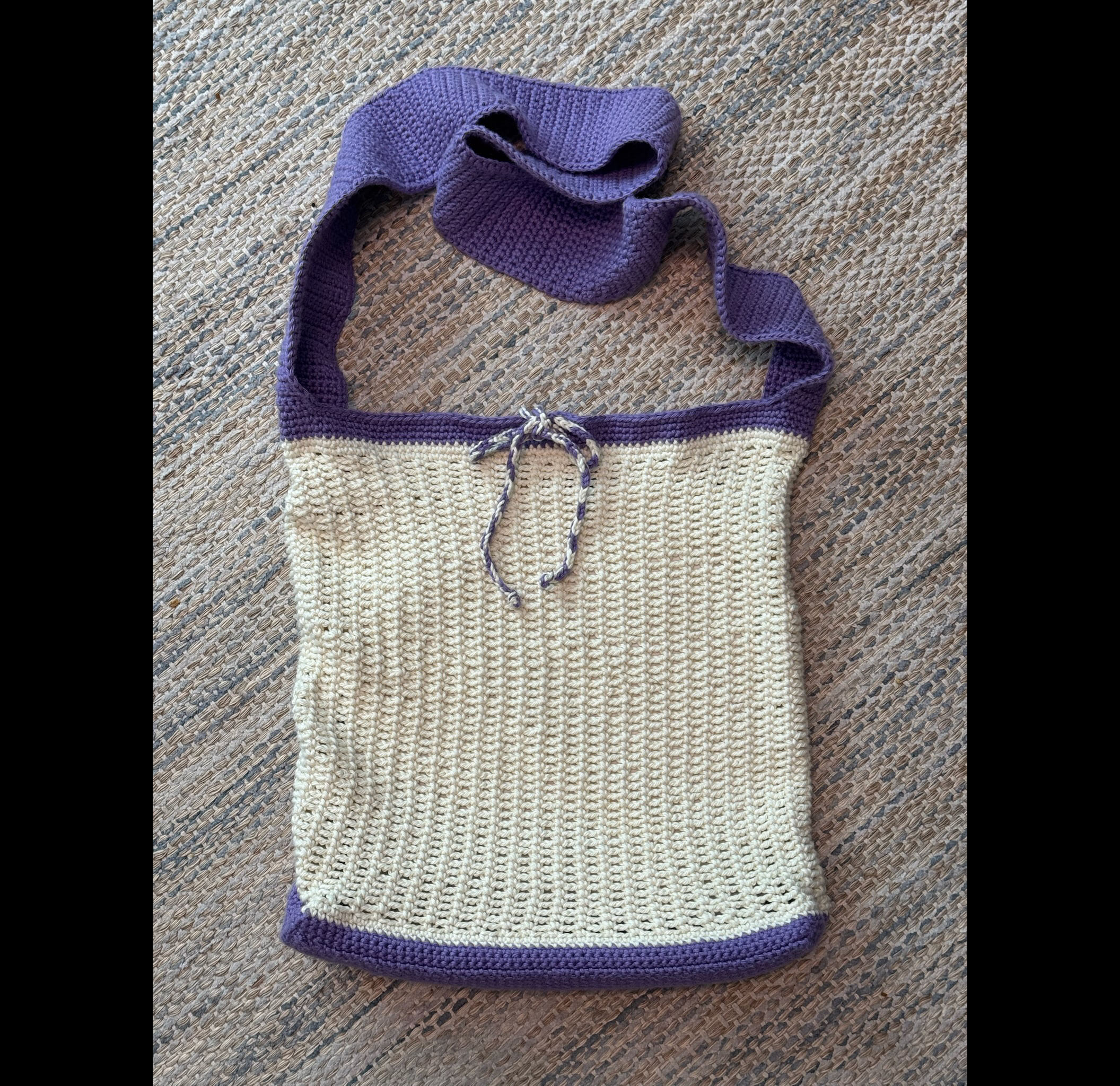 Plain Mesh Messenger Bag Crochet Pattern | Easy DIY Market Bag PDF