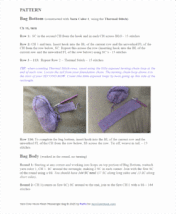 Yarn Over Hook Mesh Messenger Bag Crochet Pattern (PDF Download) - Image 3