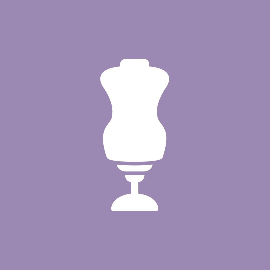 White silhouette of a dress form mannequin on a lavender background, representing inclusive and plus-size crochet clothing patterns.