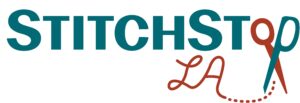StitchSpace LA logo with teal and red lettering on a white background